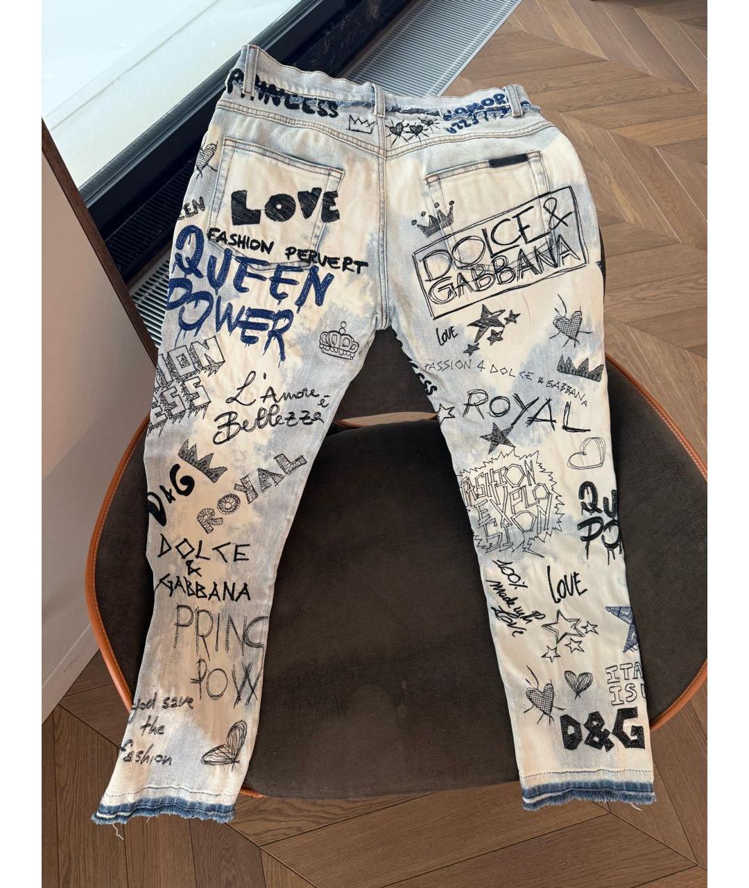 DOLCE&GABBANA Голубые хлопковые прямые джинсы, фото 2