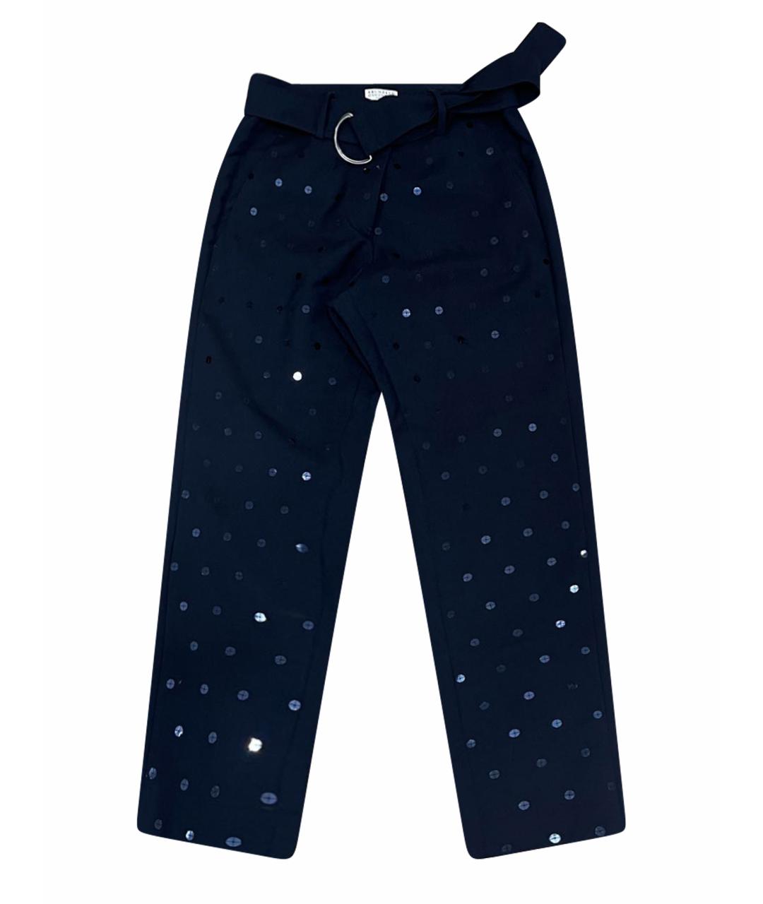 BRUNELLO CUCINELLI Темно-синие шерстяные брюки узкие, фото 1