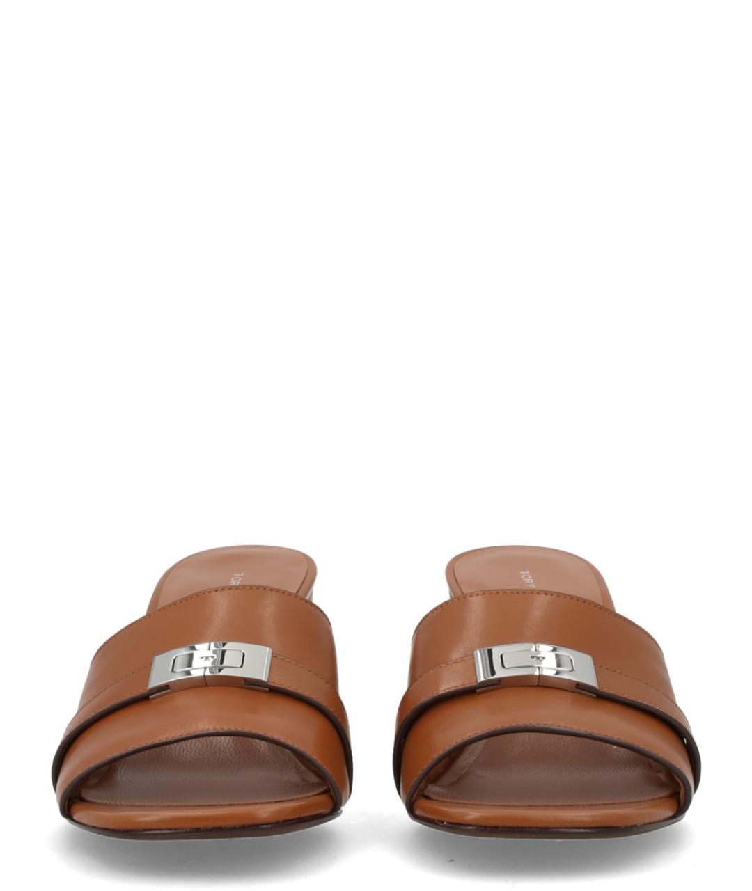 TORY BURCH Коричневые кожаные сандалии, фото 2