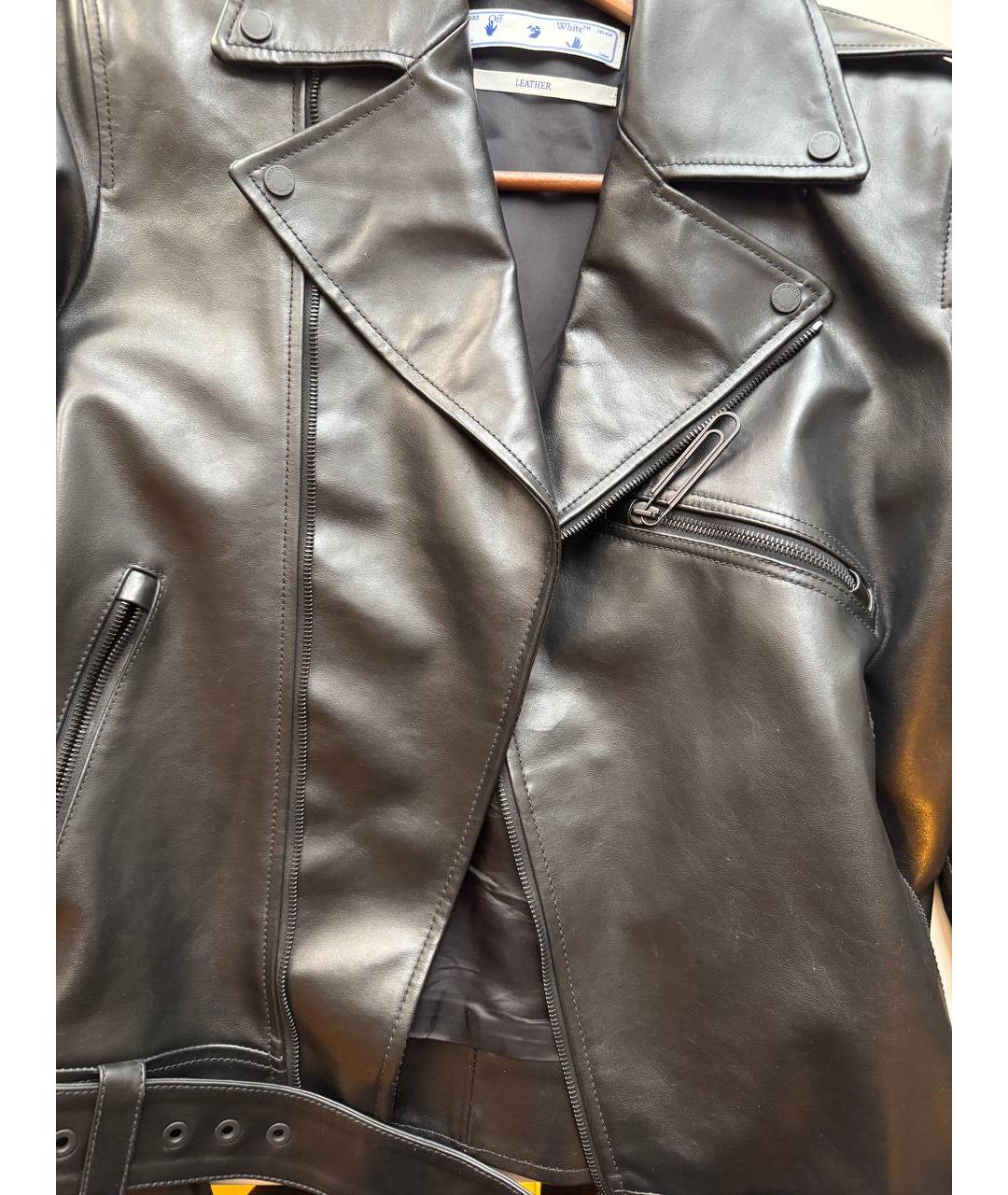 OFF-WHITE Черная кожаная куртка, фото 3