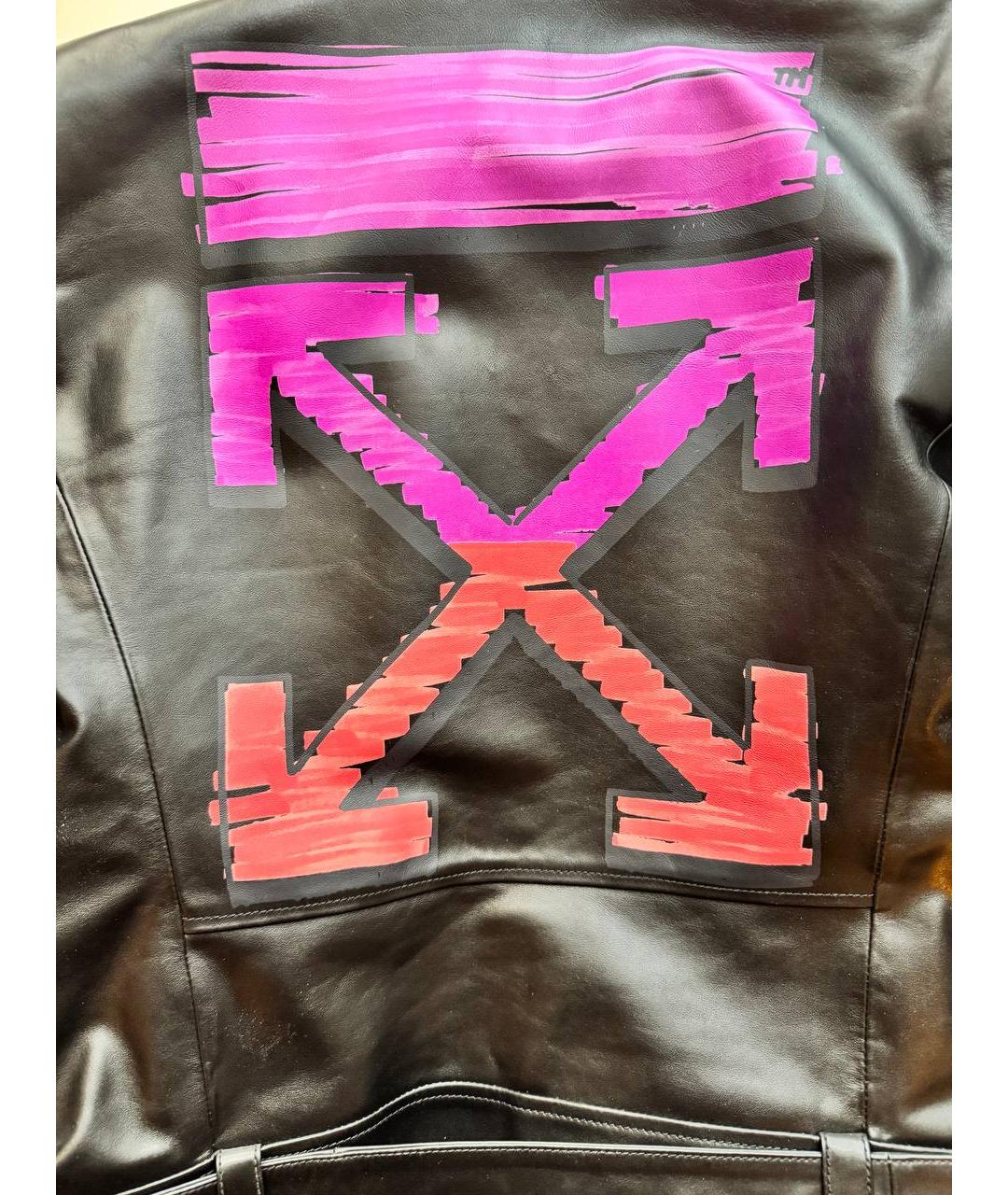 OFF-WHITE Черная кожаная куртка, фото 2