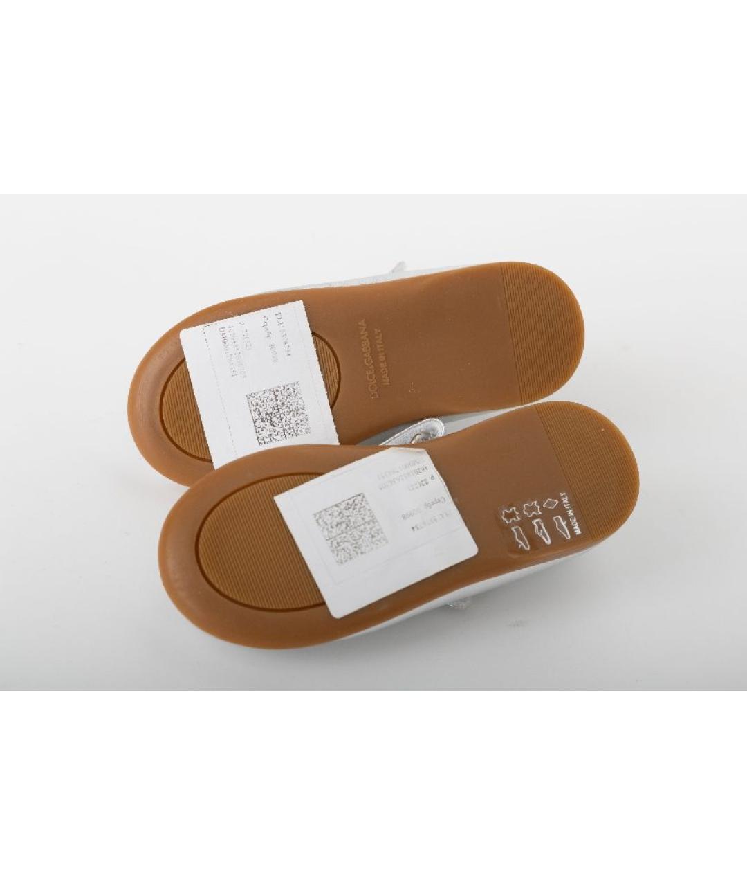 DOLCE&GABBANA Серебряные кожаные балетки и туфли, фото 6