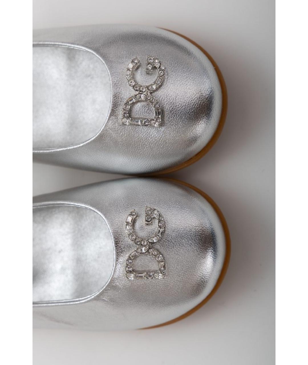 DOLCE&GABBANA Серебряные кожаные балетки и туфли, фото 7