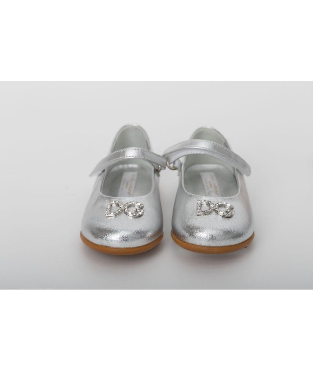 DOLCE&GABBANA Серебряные кожаные балетки и туфли, фото 2