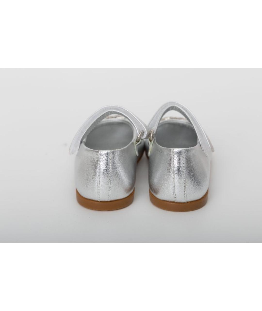 DOLCE&GABBANA Серебряные кожаные балетки и туфли, фото 4