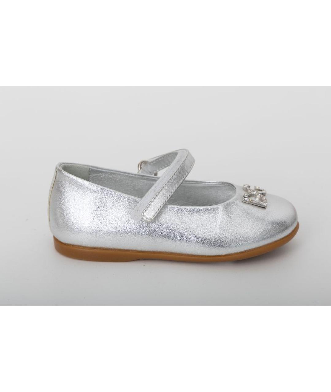 DOLCE&GABBANA Серебряные кожаные балетки и туфли, фото 9