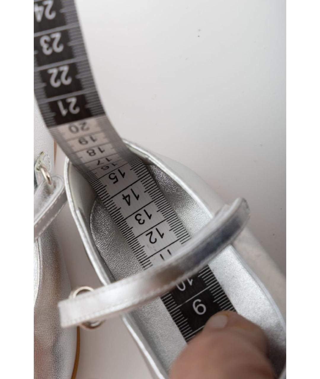 DOLCE&GABBANA Серебряные кожаные балетки и туфли, фото 8