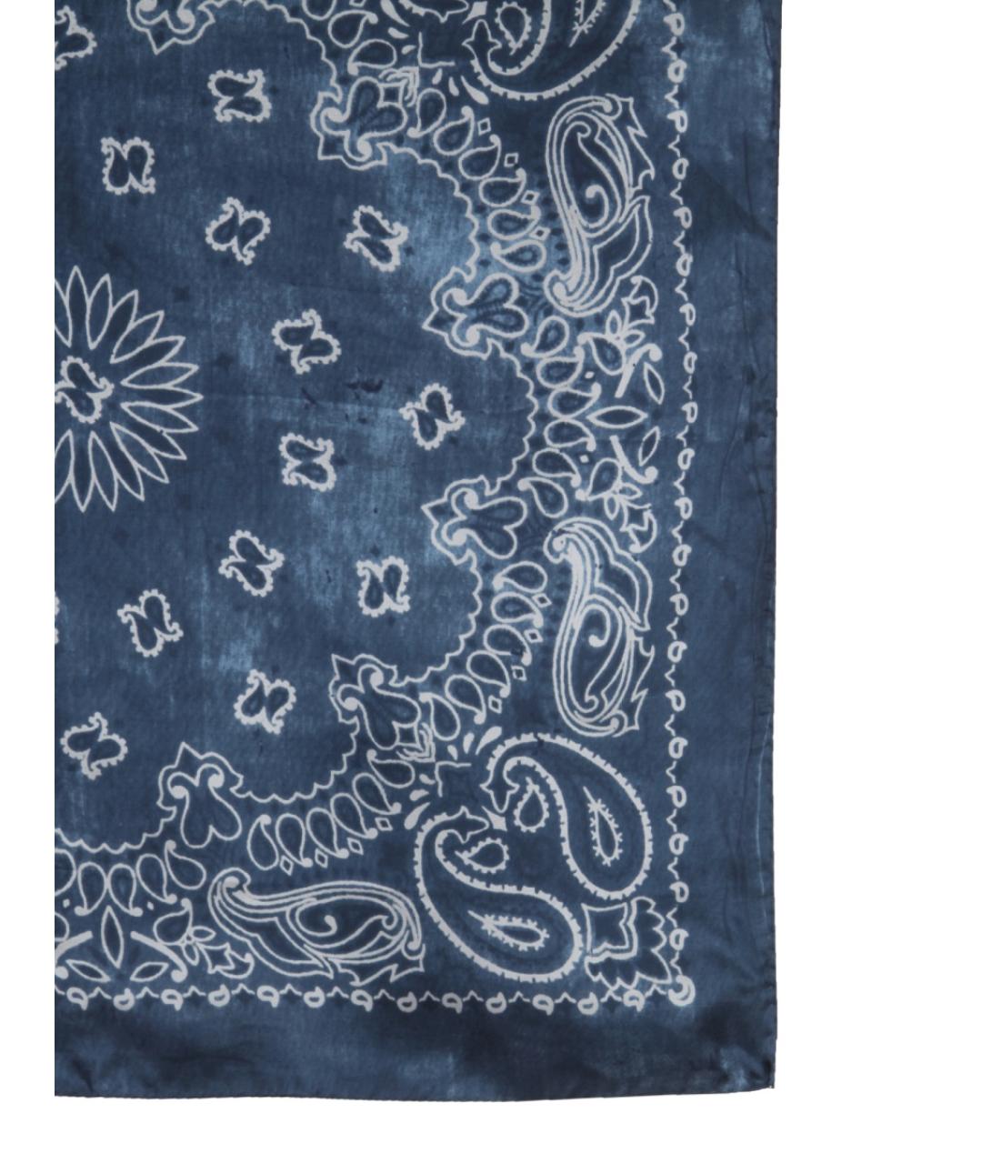 GOLDEN GOOSE DELUXE BRAND Синий шелковый шарф, фото 2