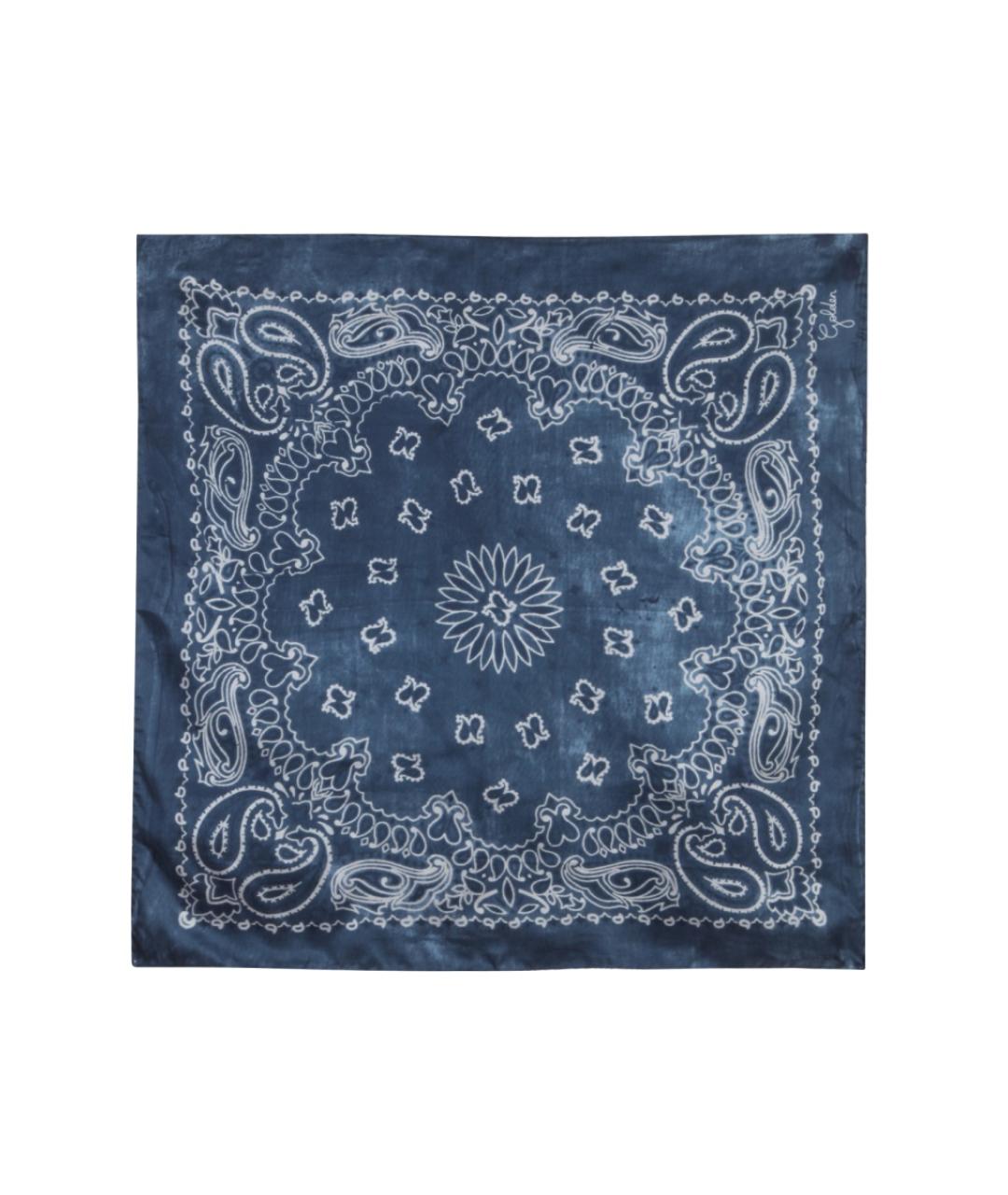 GOLDEN GOOSE DELUXE BRAND Синий шелковый шарф, фото 1