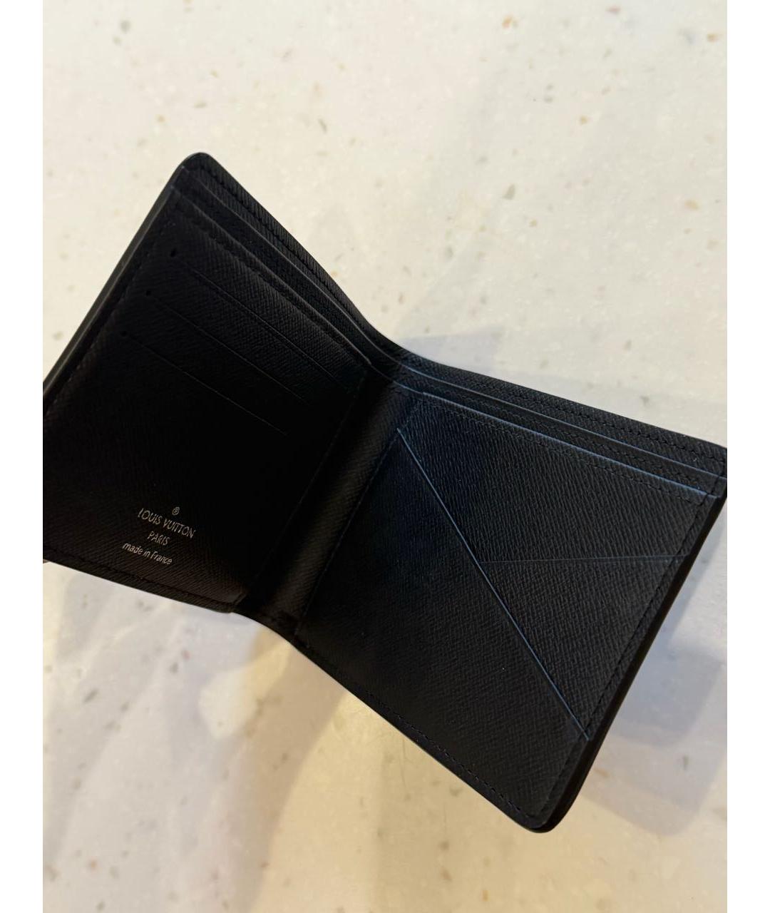 LOUIS VUITTON Черный кожаный кошелек, фото 3