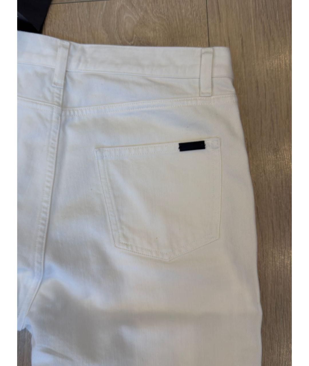 SAINT LAURENT Белые хлопковые прямые джинсы, фото 4