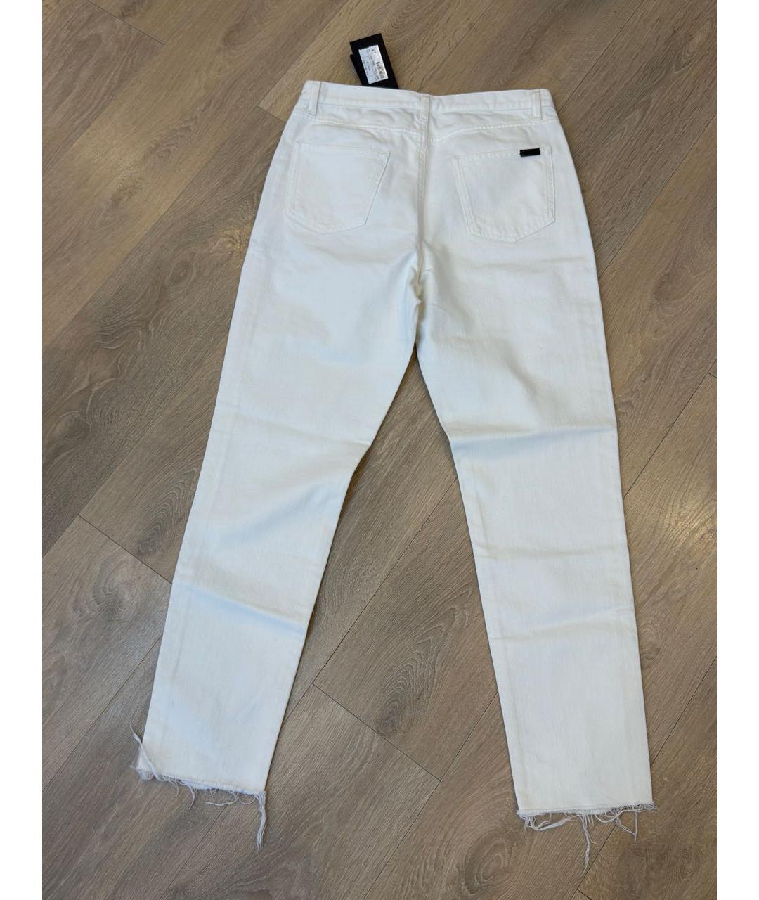 SAINT LAURENT Белые хлопковые прямые джинсы, фото 2