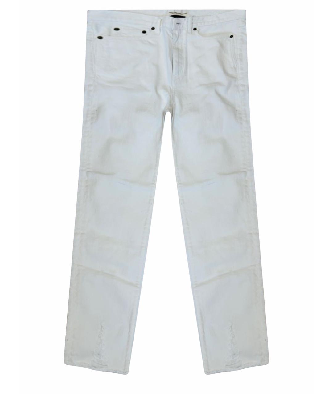 SAINT LAURENT Белые хлопковые прямые джинсы, фото 1