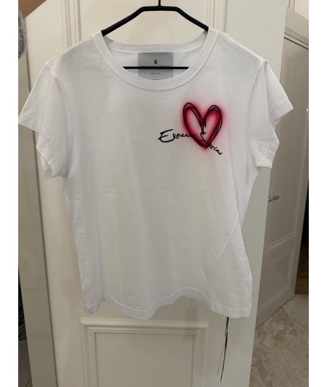 ERMANNO SCERVINO Белая хлопковая футболка, фото 4