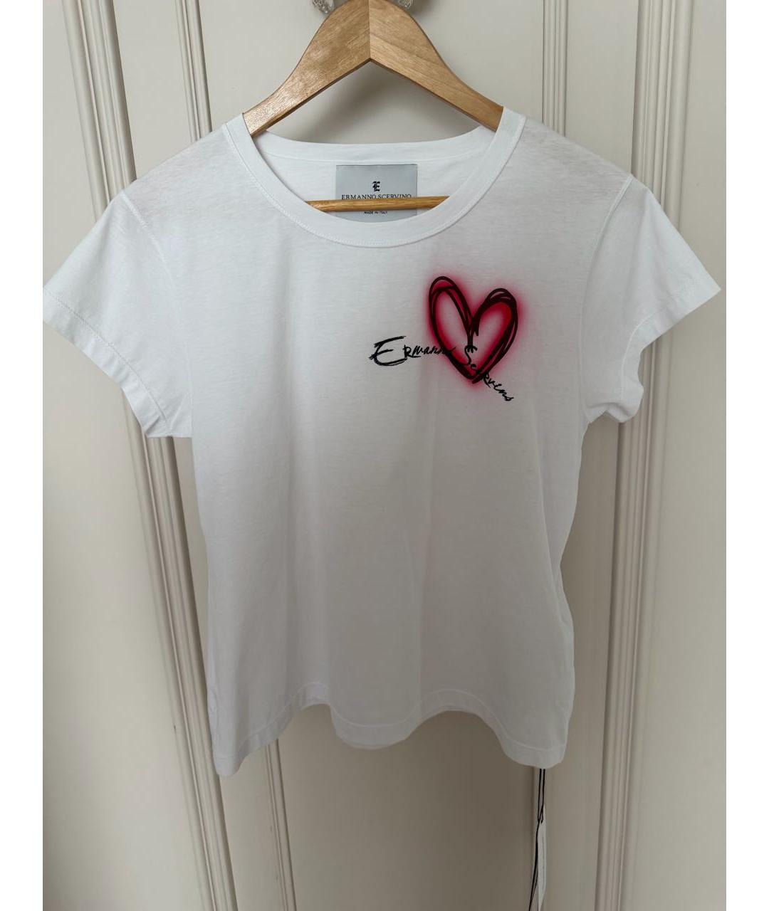 ERMANNO SCERVINO Белая хлопковая футболка, фото 5
