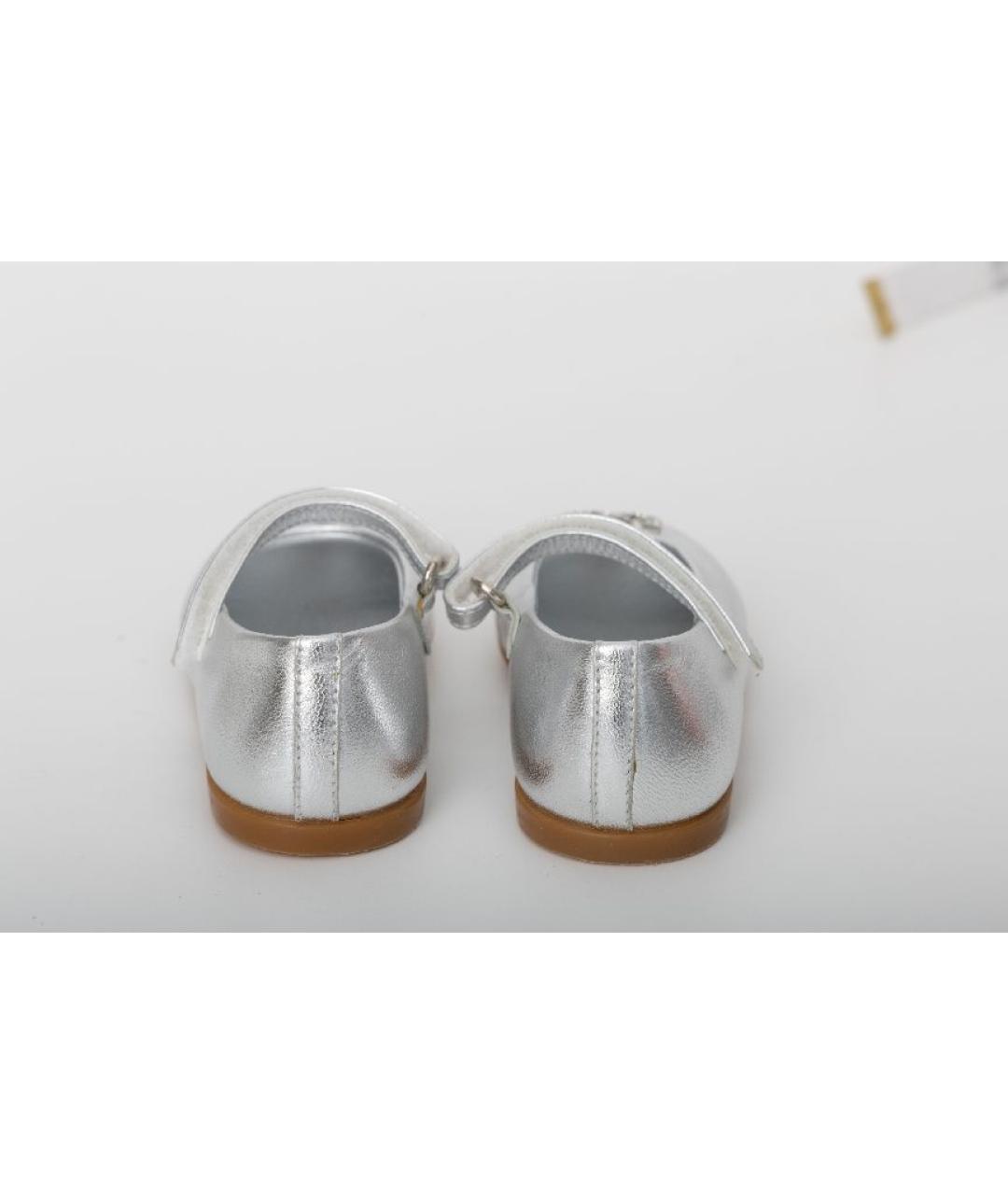DOLCE&GABBANA Серебряные кожаные балетки и туфли, фото 4
