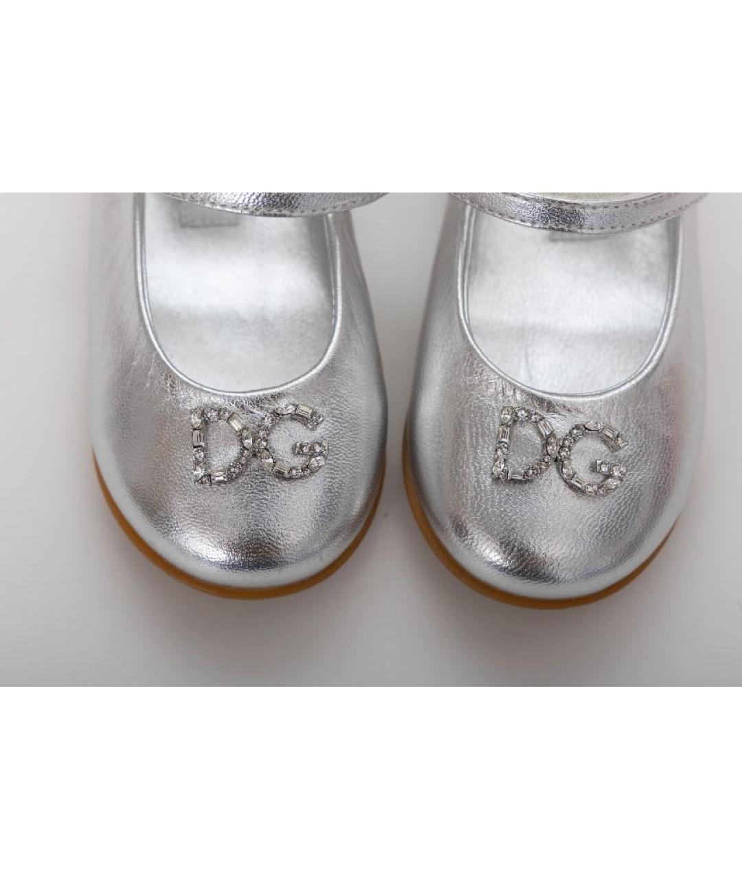 DOLCE&GABBANA Серебряные кожаные балетки и туфли, фото 2