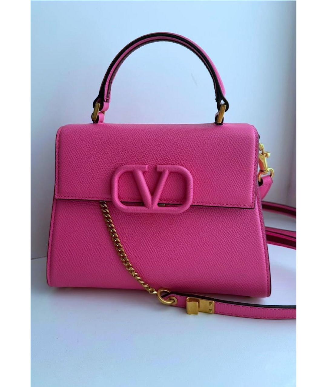 RED VALENTINO Розовая кожаная сумка через плечо, фото 4