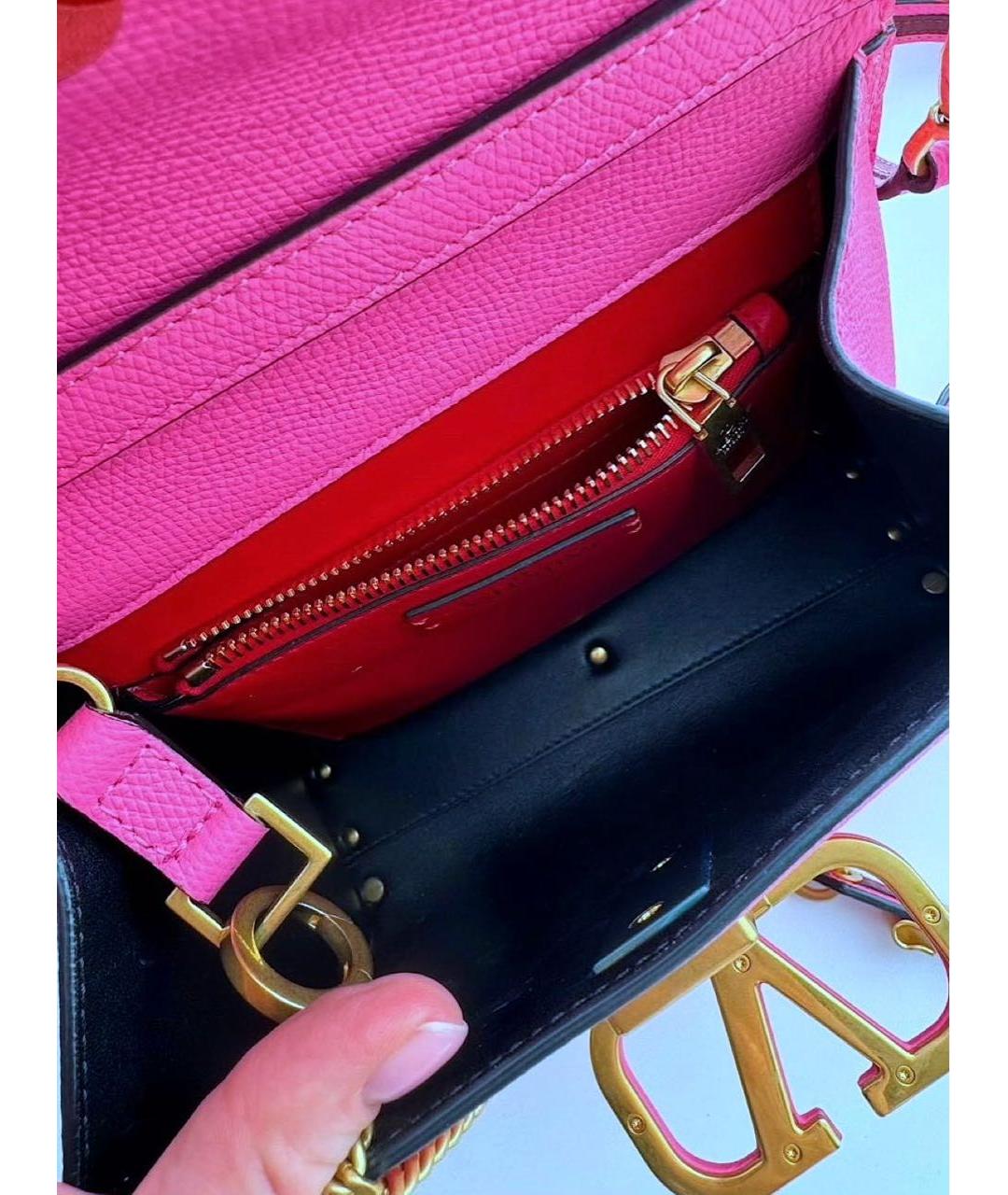 RED VALENTINO Розовая кожаная сумка через плечо, фото 3