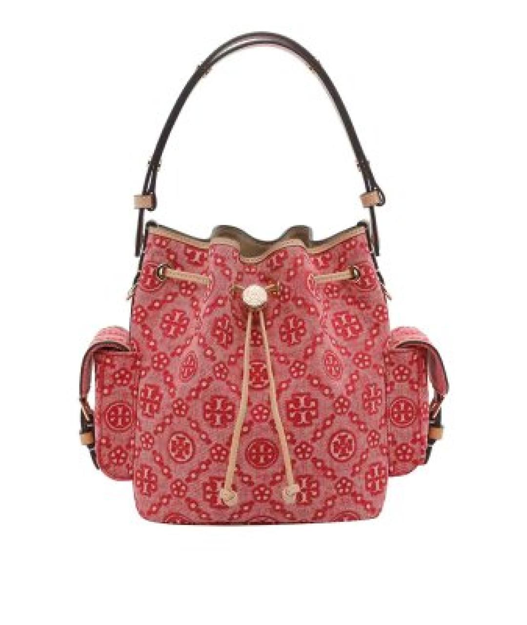 TORY BURCH Красная хлопковая сумка с короткими ручками, фото 1