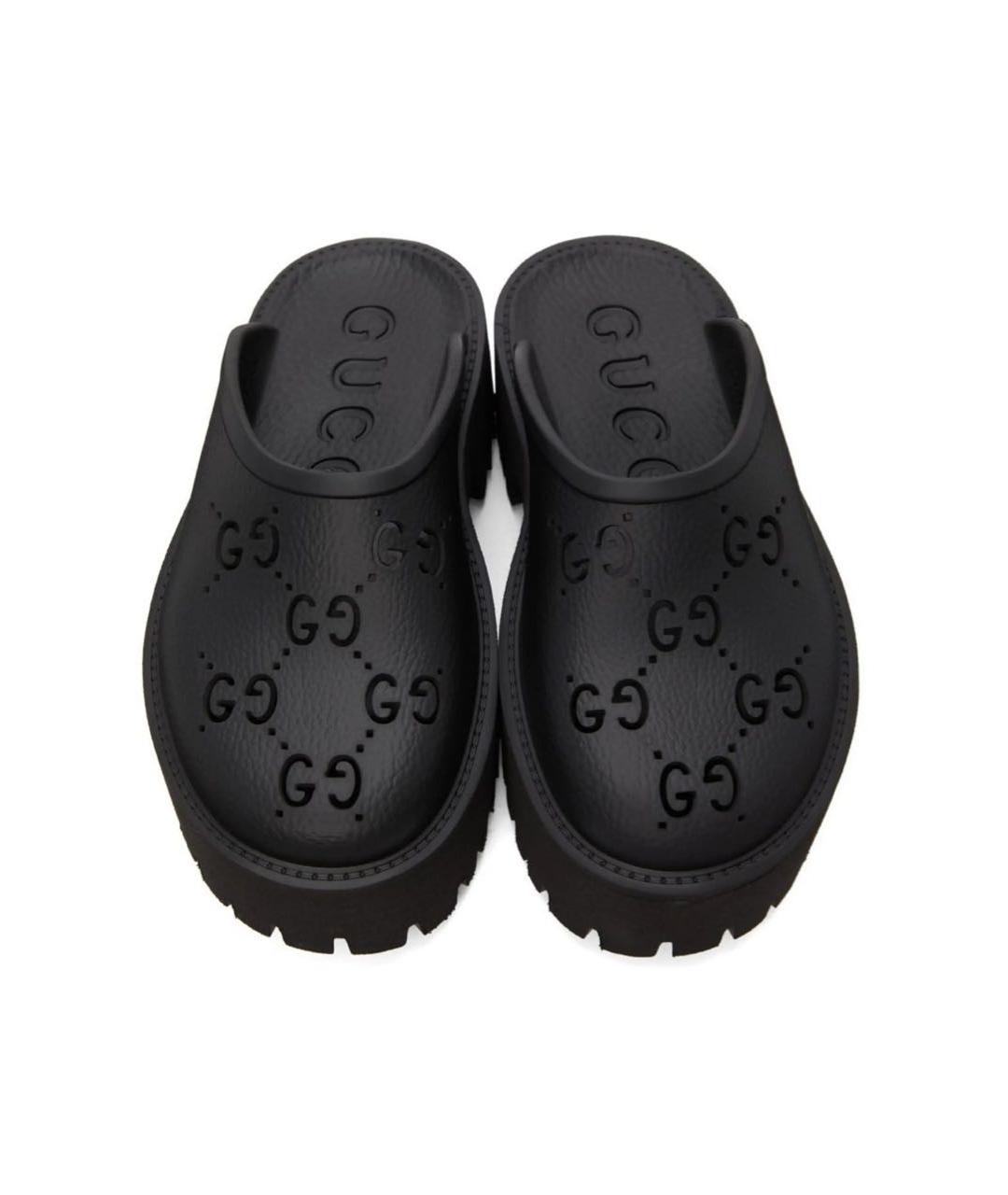 GUCCI Черные резиновые мюли, фото 2