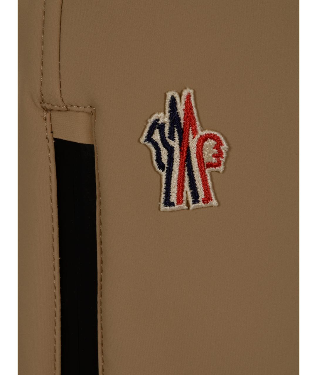 MONCLER GRENOBLE Бежевые полиамидовые прямые брюки, фото 3