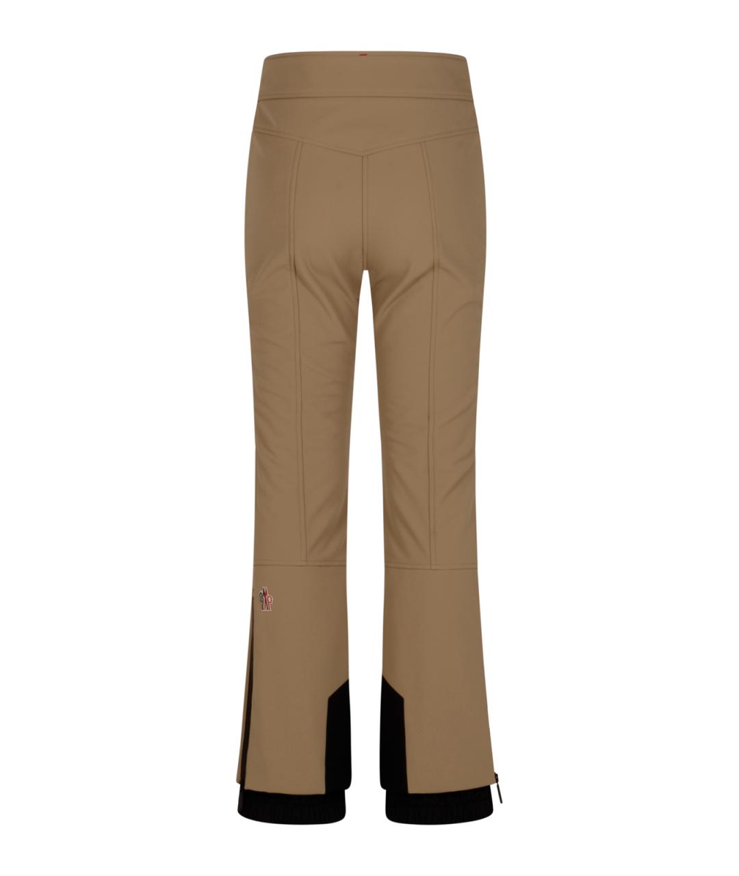 MONCLER GRENOBLE Бежевые полиамидовые прямые брюки, фото 2