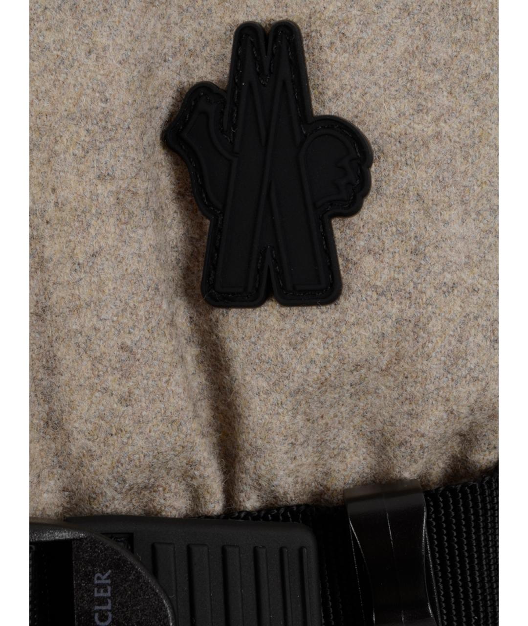 MONCLER GRENOBLE Бежевые кожаные перчатки, фото 3