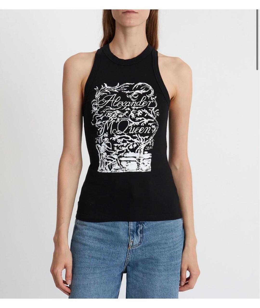 ALEXANDER MCQUEEN Черная хлопко-эластановая майка, фото 2