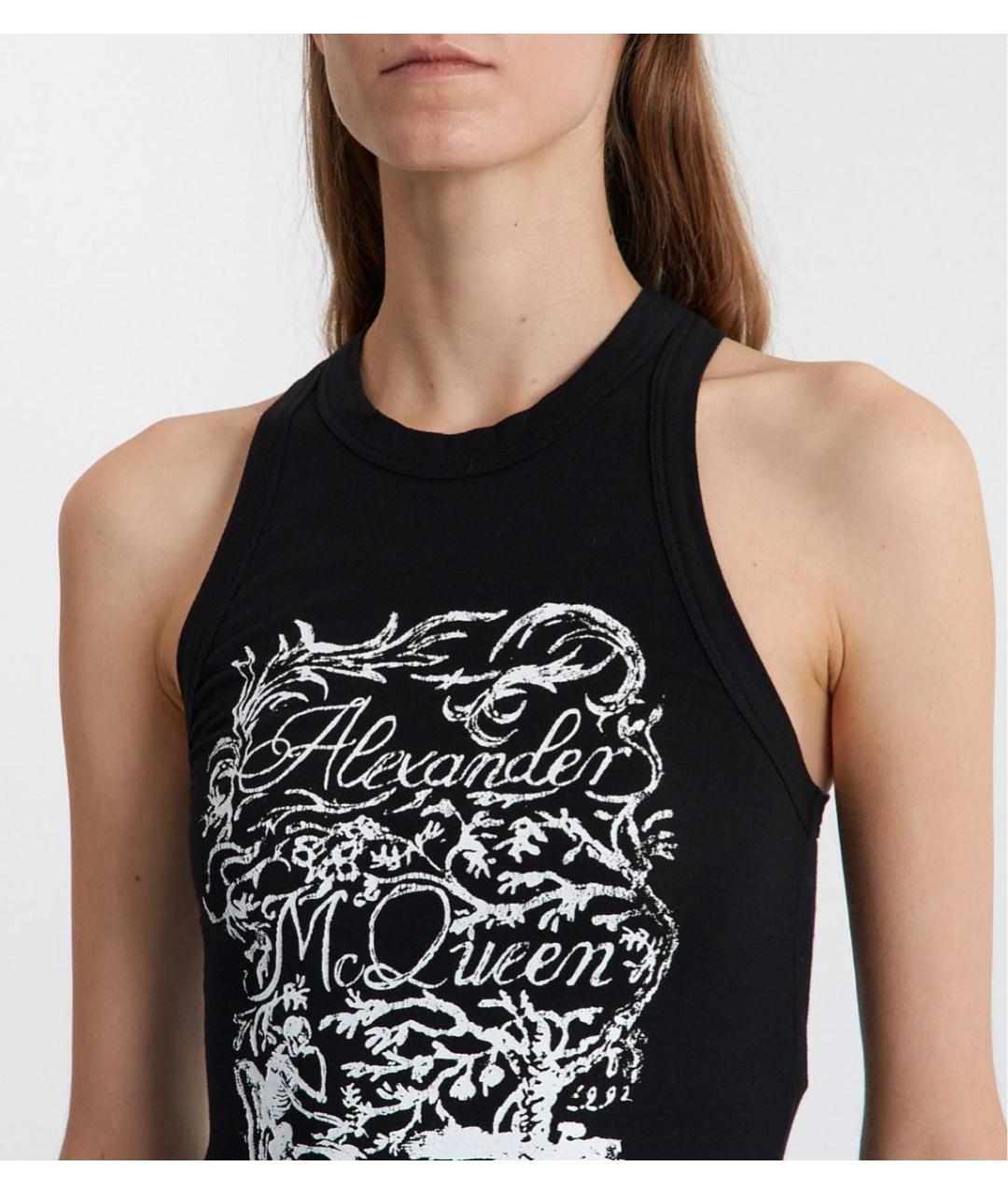 ALEXANDER MCQUEEN Черная хлопко-эластановая майка, фото 3