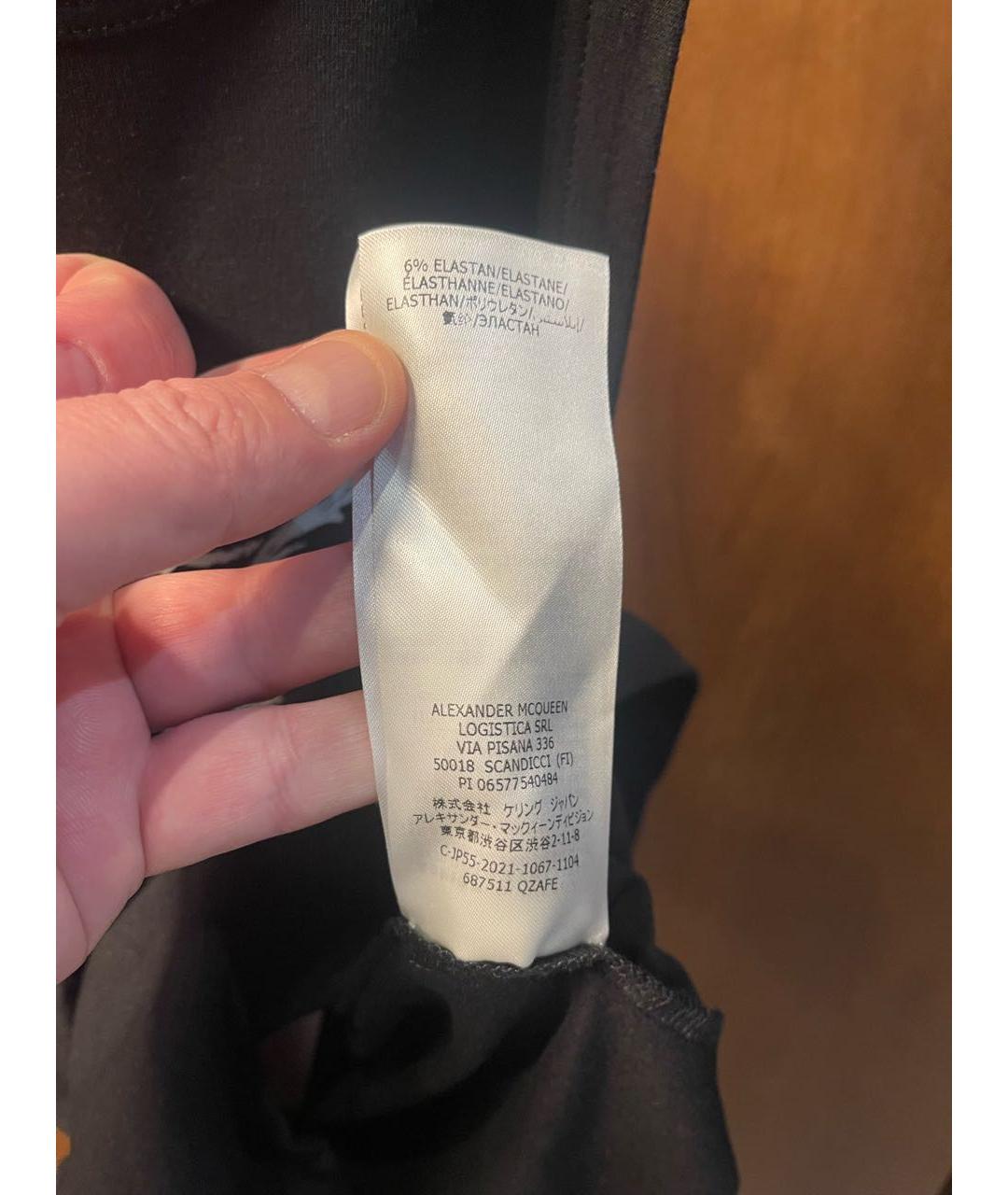 ALEXANDER MCQUEEN Черная хлопко-эластановая майка, фото 6
