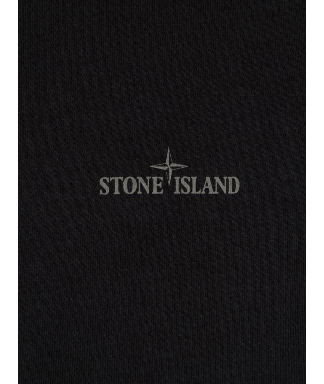 STONE ISLAND Черная хлопковая футболка, фото 3