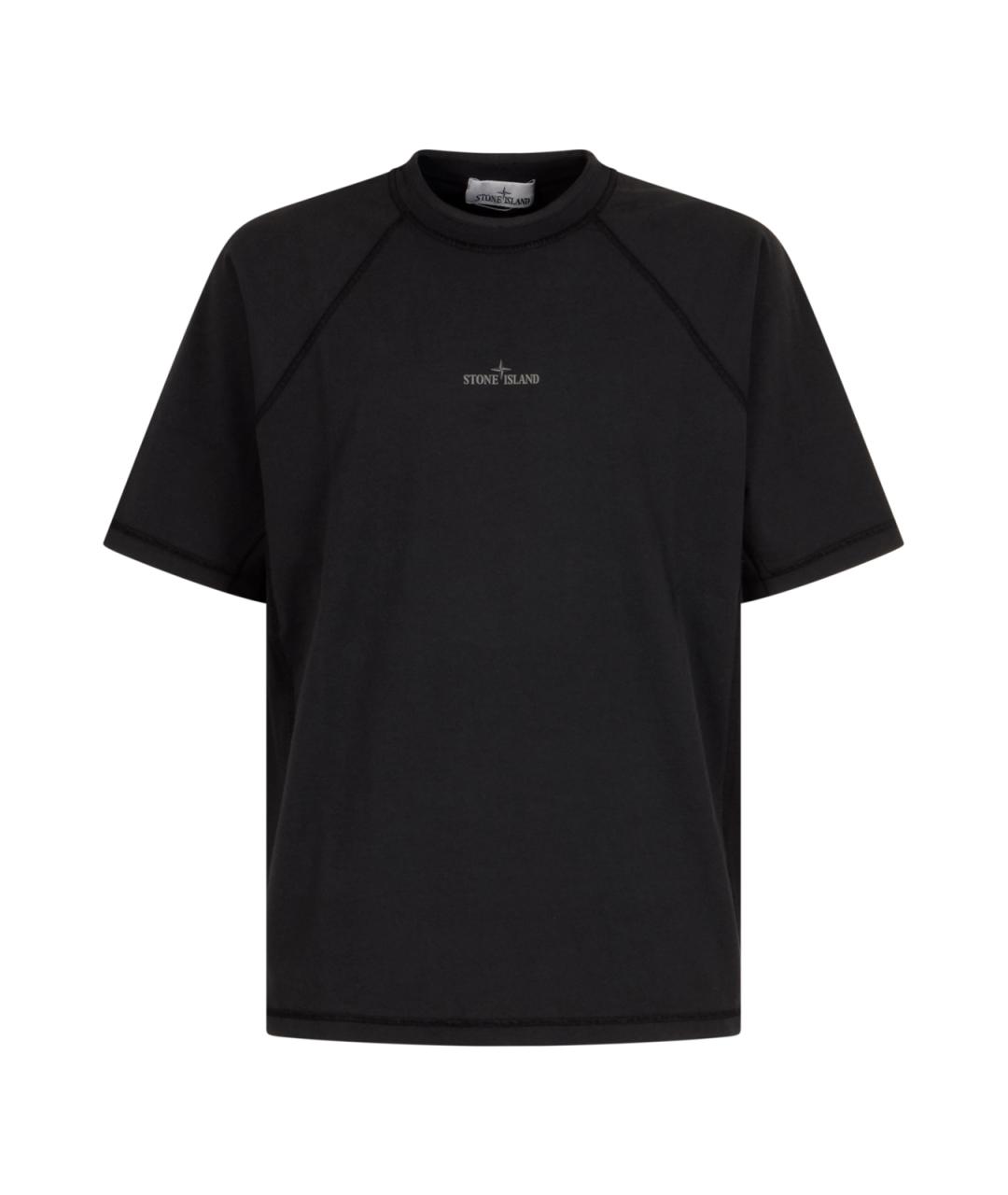 STONE ISLAND Черная хлопковая футболка, фото 1