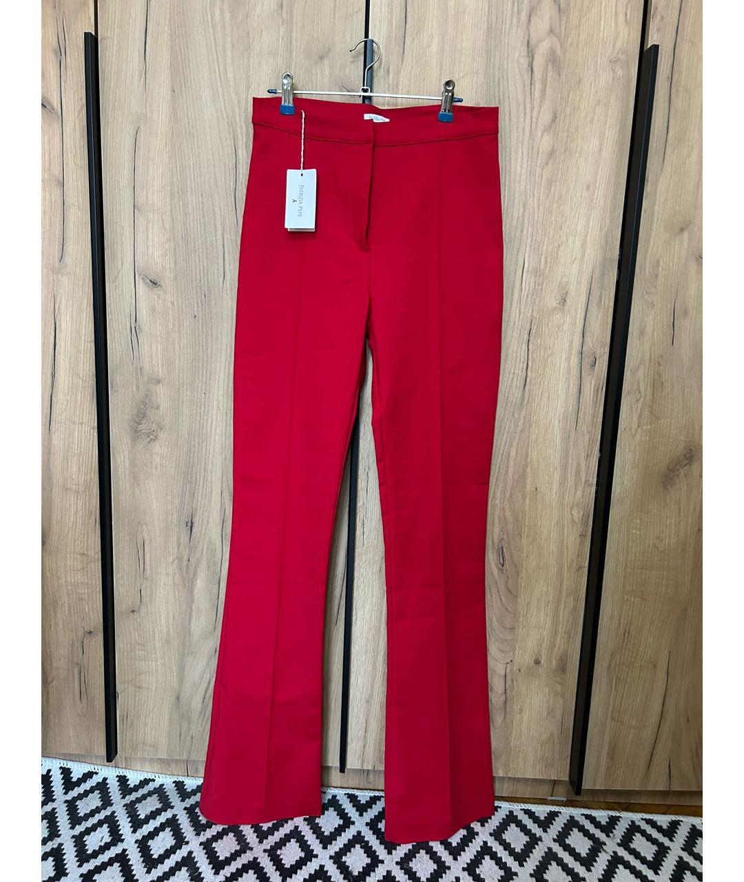 PATRIZIA PEPE Красные хлопковые брюки узкие, фото 6