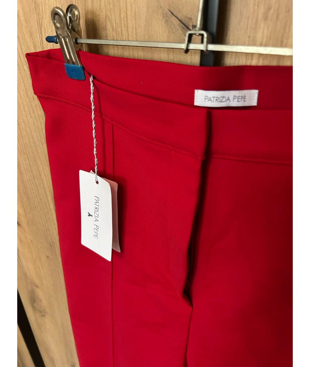 PATRIZIA PEPE Красные хлопковые брюки узкие, фото 3