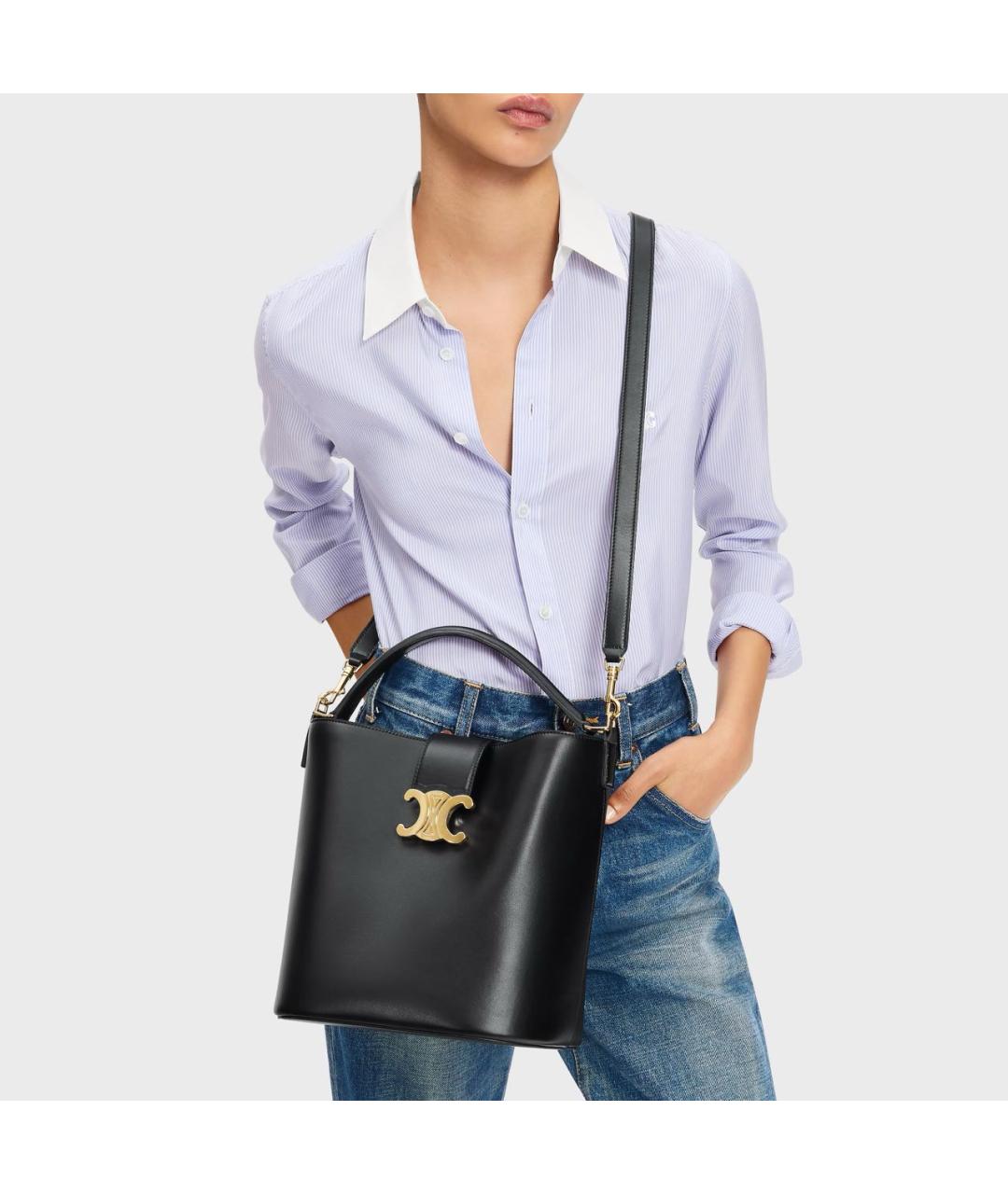 CELINE Черная кожаная сумка через плечо, фото 5