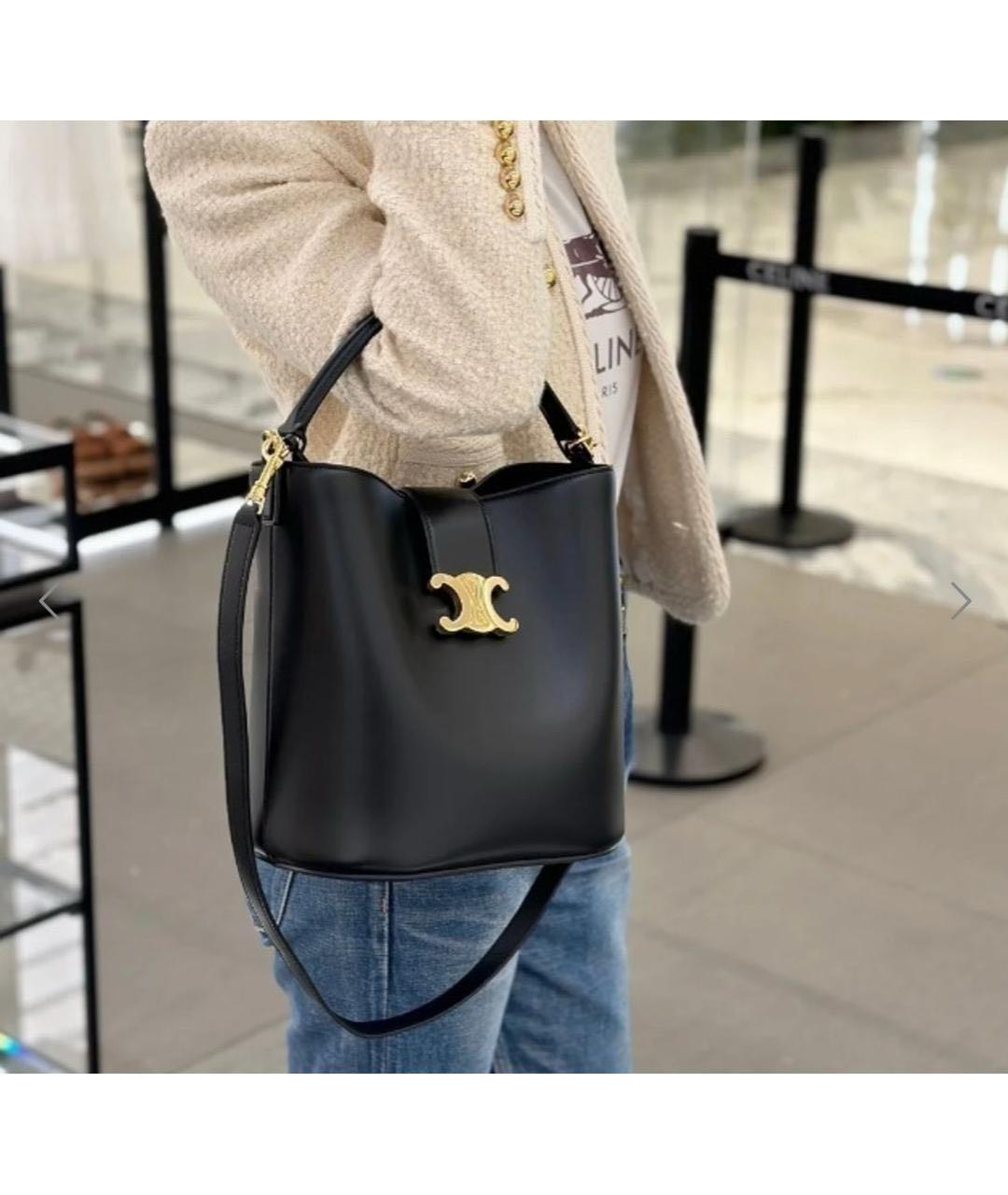 CELINE Черная кожаная сумка через плечо, фото 3