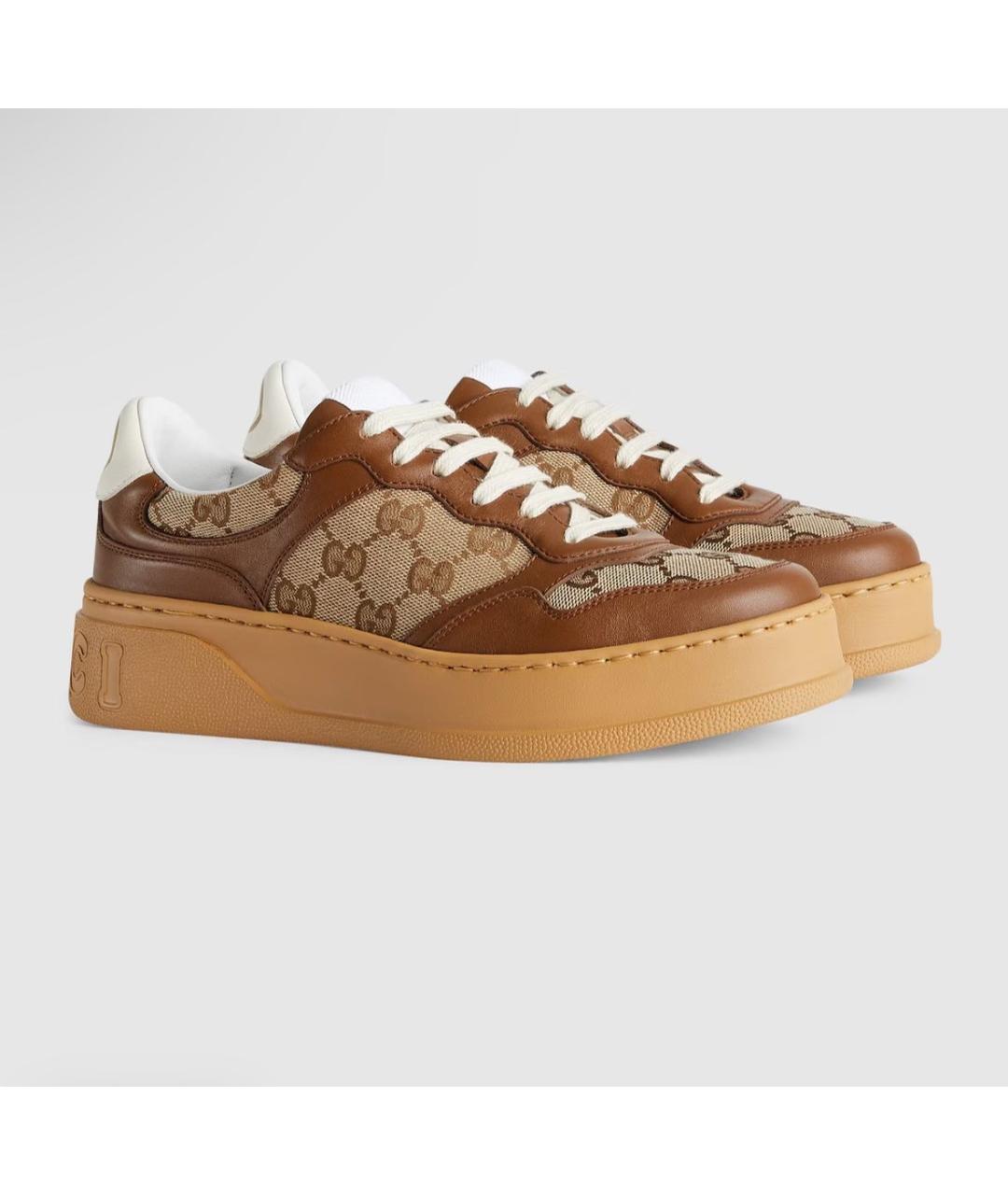 GUCCI Коричневые кожаные кроссовки, фото 2