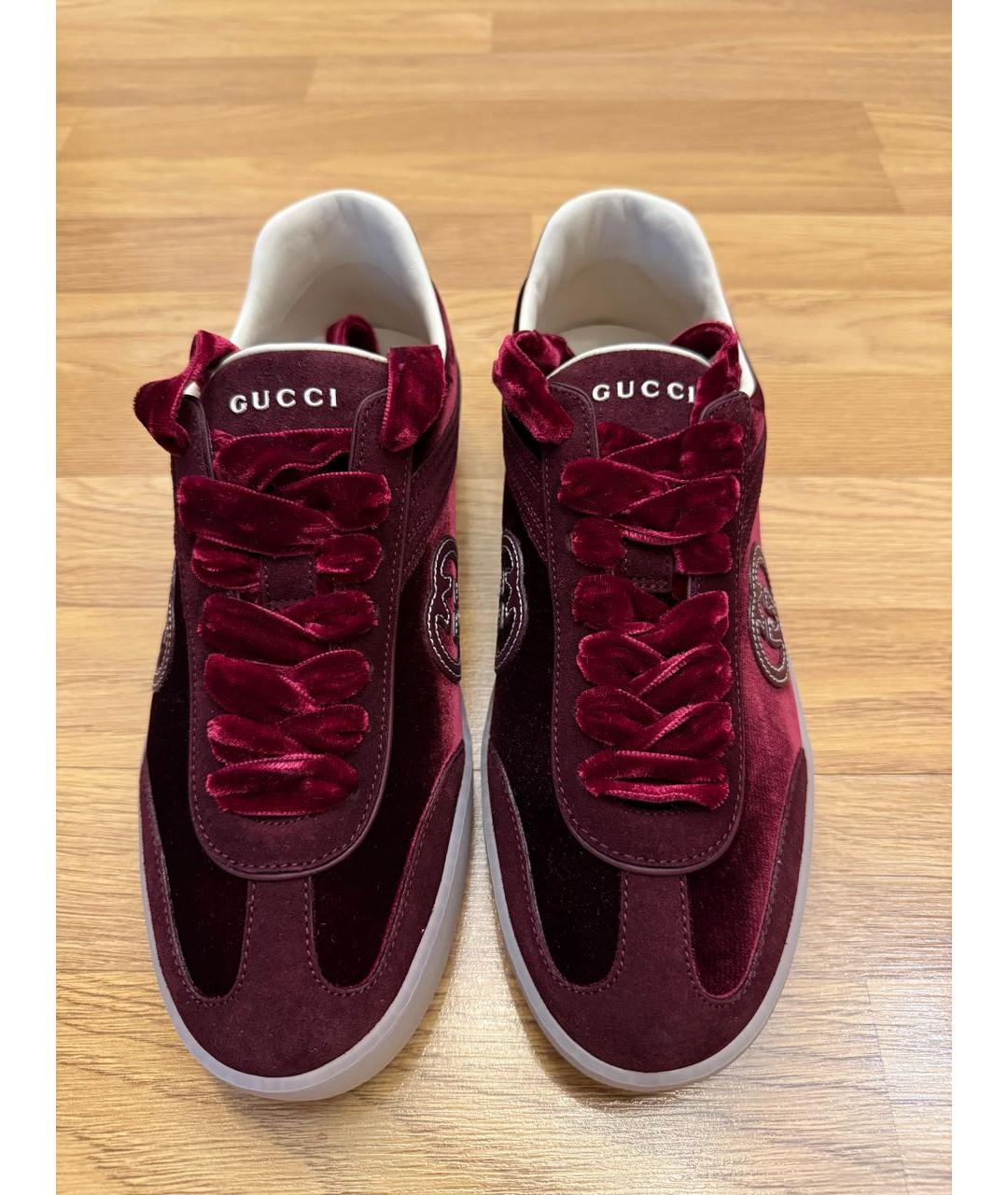 GUCCI Бордовые замшевые кеды, фото 2