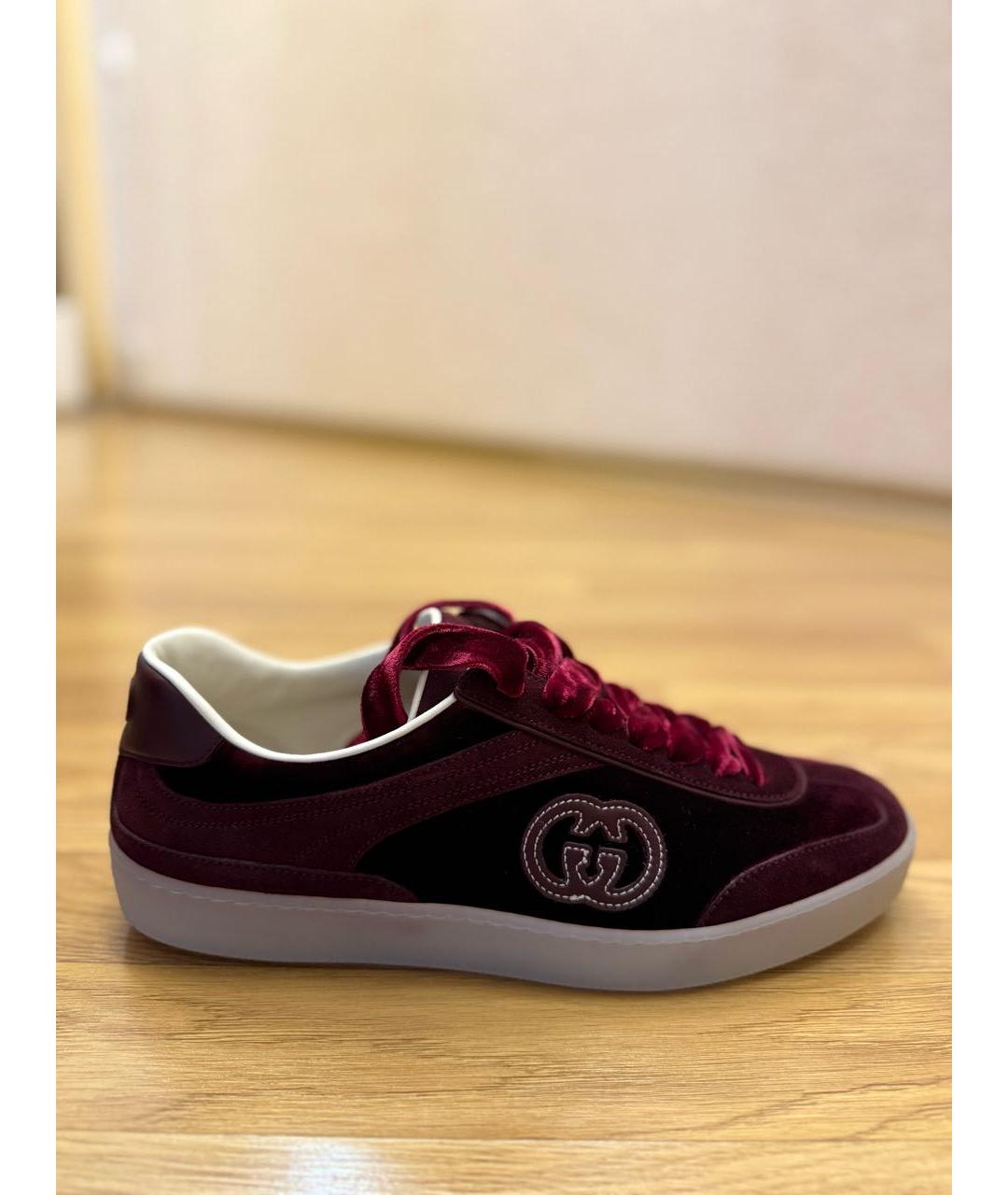 GUCCI Бордовые замшевые кеды, фото 6