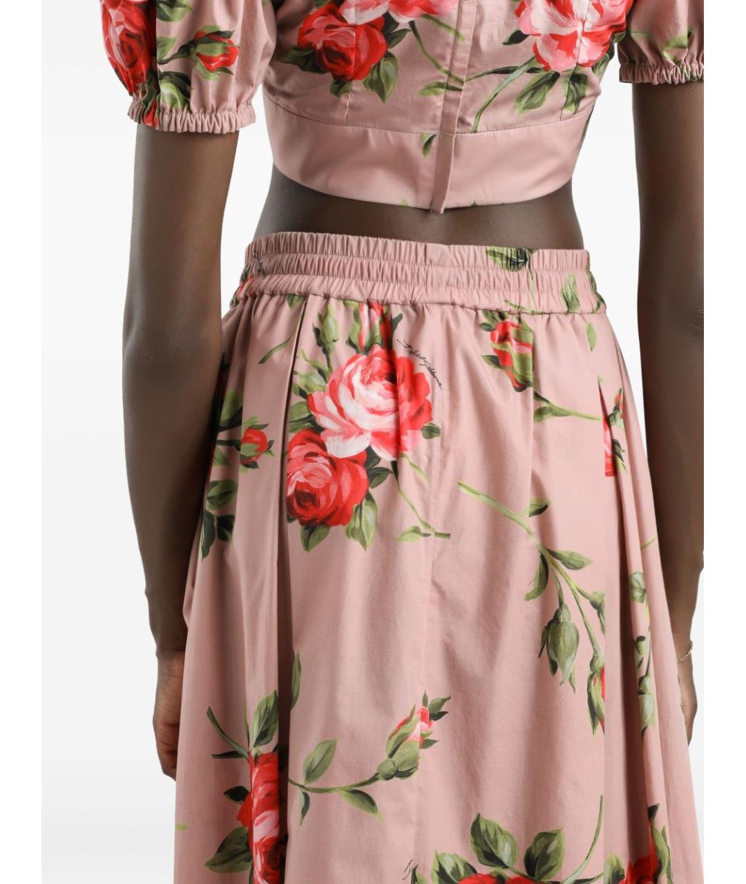 DOLCE&GABBANA Розовая хлопковая юбка миди, фото 2