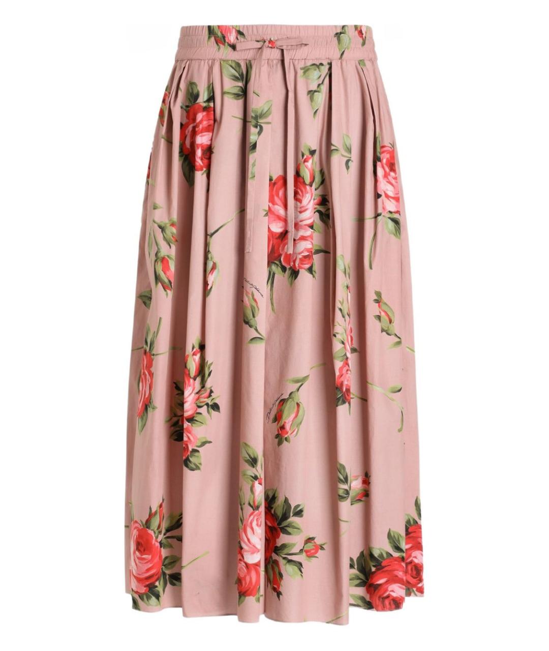 DOLCE&GABBANA Розовая хлопковая юбка миди, фото 1
