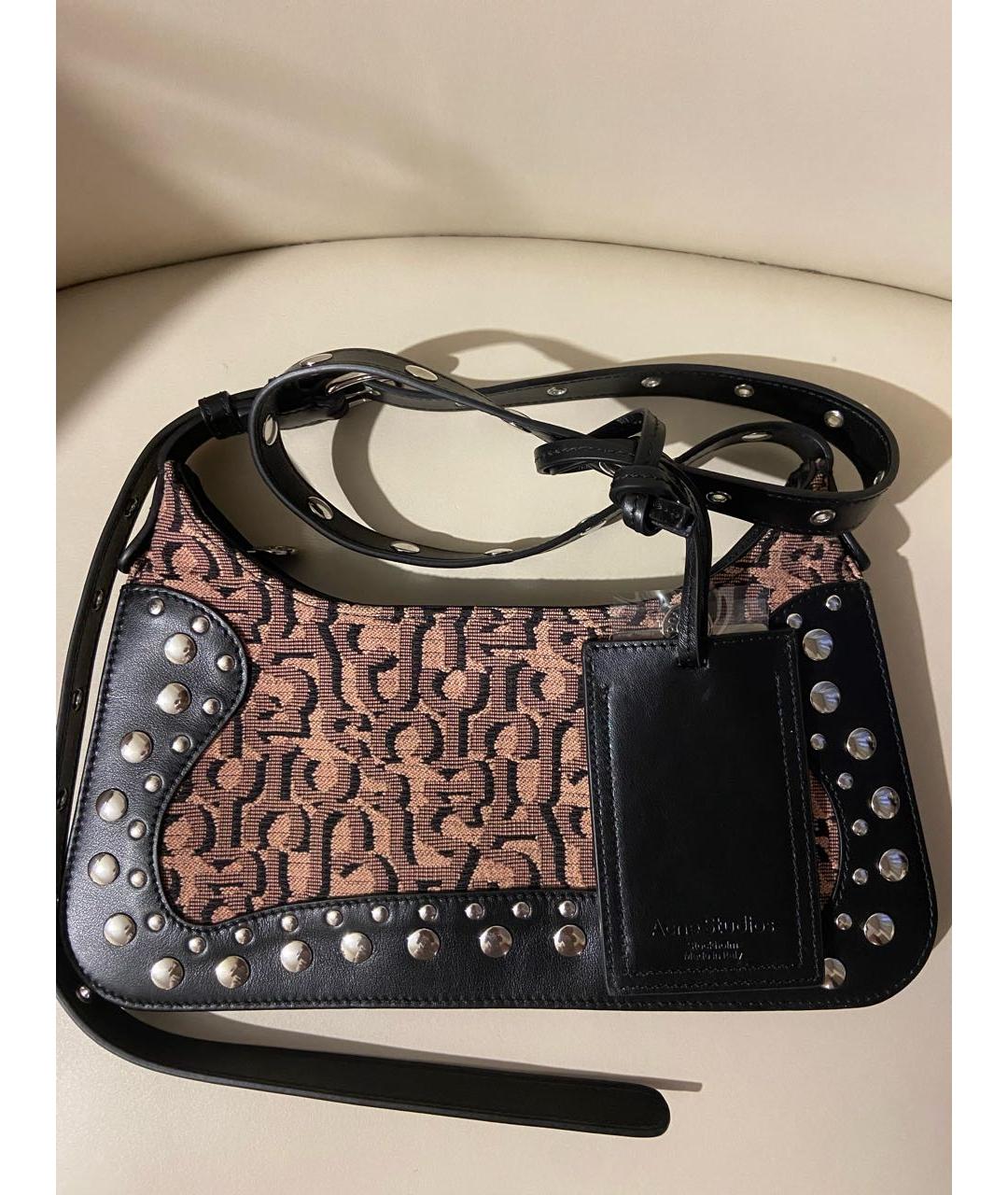 ACNE STUDIOS Черная кожаная сумка через плечо, фото 6