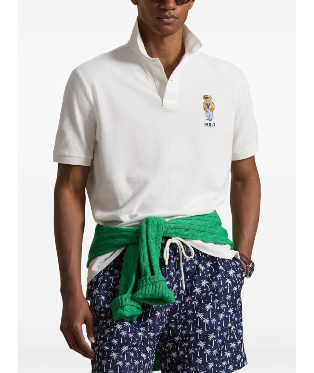 POLO RALPH LAUREN Белое хлопковое поло с коротким рукавом, фото 2