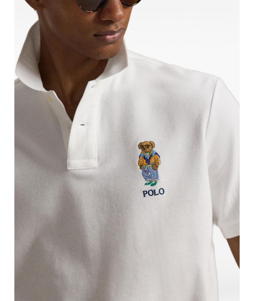 POLO RALPH LAUREN Белое хлопковое поло с коротким рукавом, фото 5