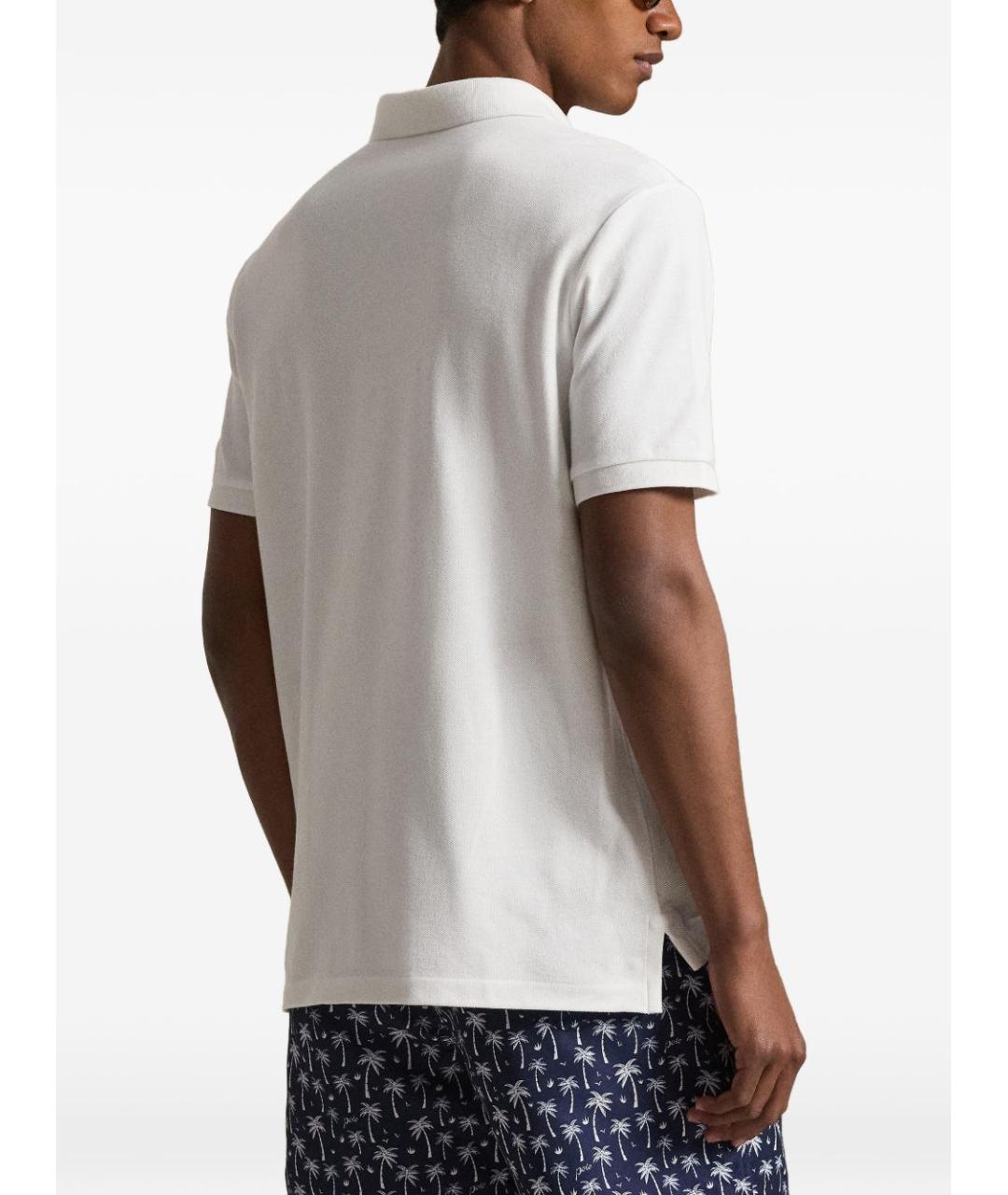 POLO RALPH LAUREN Белое хлопковое поло с коротким рукавом, фото 3