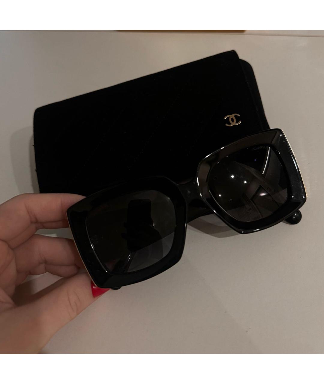 CHANEL Черные пластиковые солнцезащитные очки, фото 2