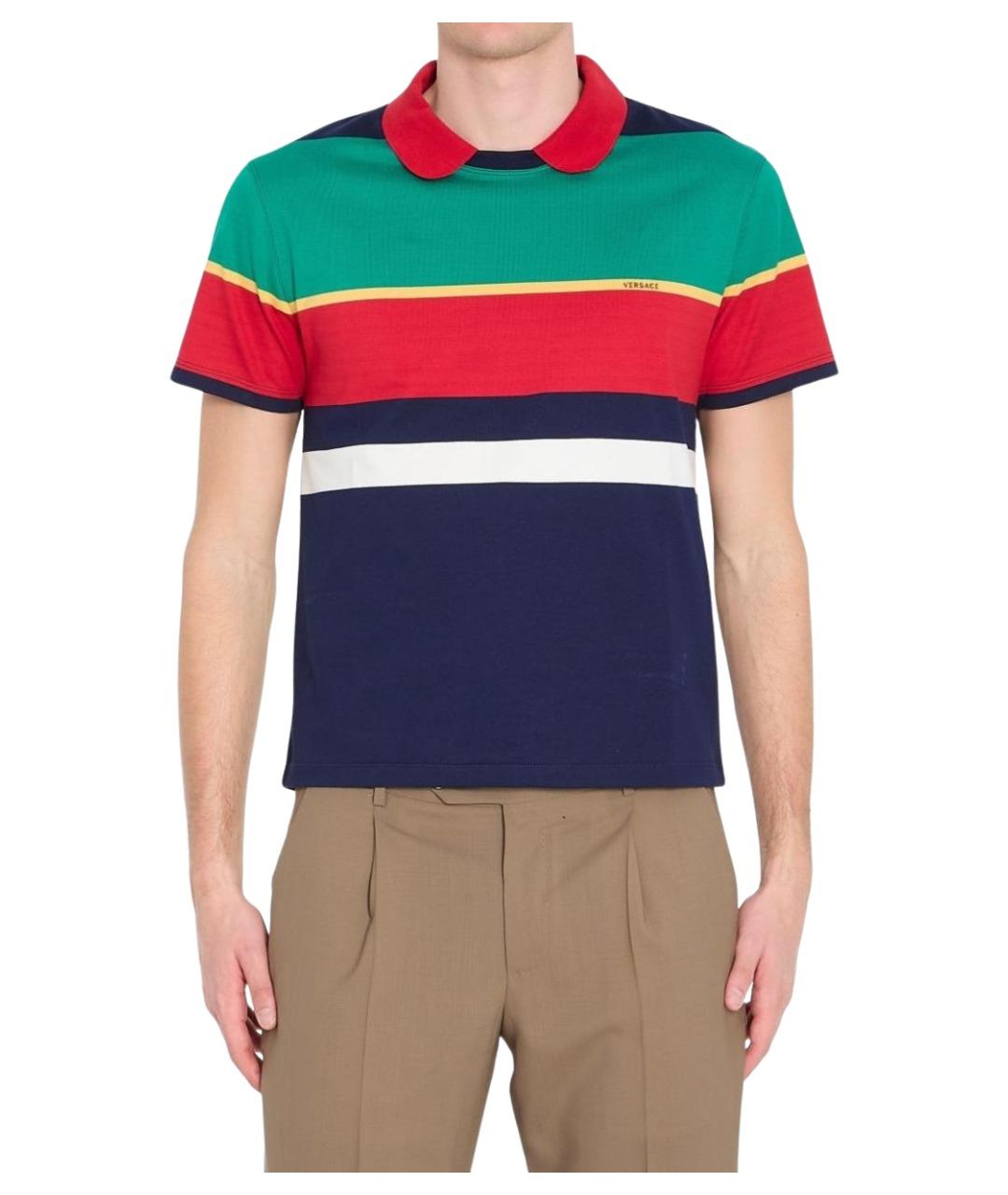 VERSACE Мульти хлопковое поло с коротким рукавом, фото 1