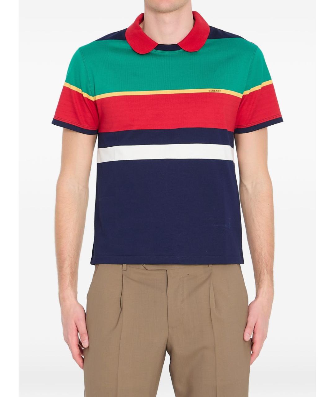 VERSACE Мульти хлопковое поло с коротким рукавом, фото 5