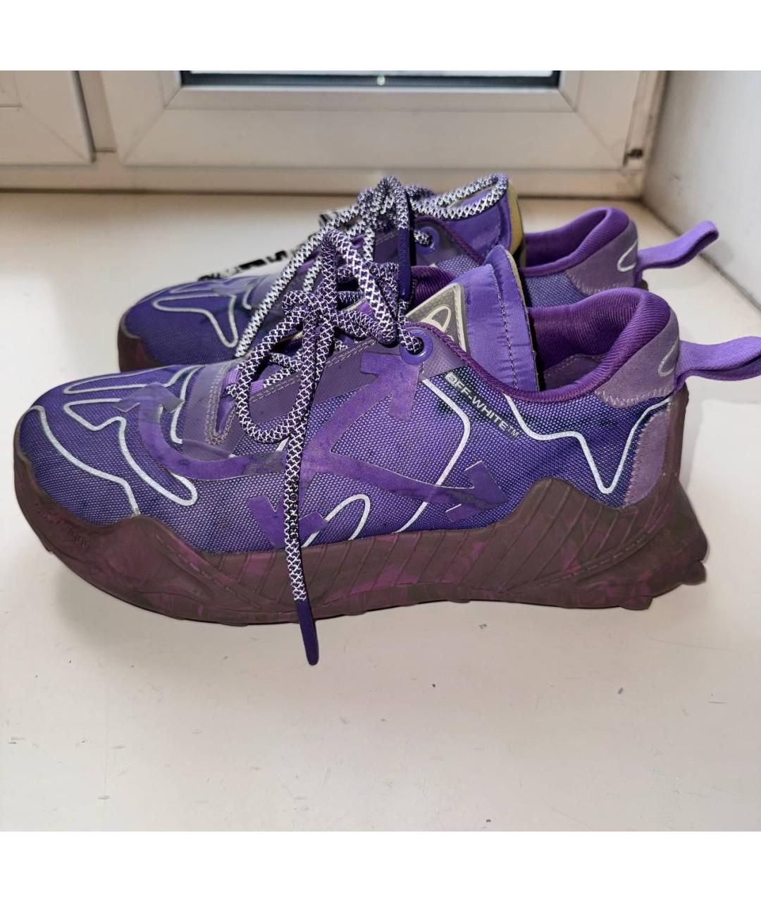 OFF-WHITE Фиолетовые текстильные низкие кроссовки / кеды, фото 5